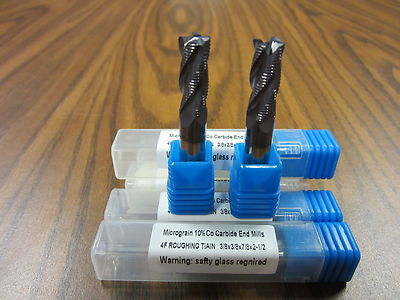 5pcs 3/8''x7/8x2-1/2 Solid Carbide Roughing End Mills Tialn Coated--new