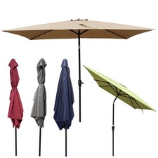 6 x 9ft Market Umbrella with Crank UV-Resistant Sun Shade Canopy Without base