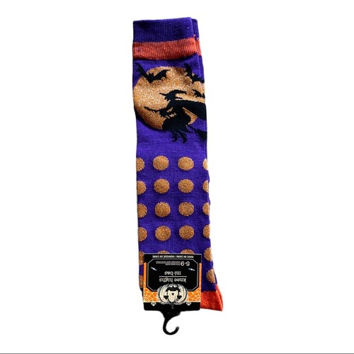 Halloween Witch Flying Knee High Socks Size 5-9 NEW