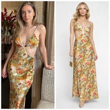 Reformation Poppies Silk Dress Sojourn Size 2 Cut Out Maxi Floral Sundress