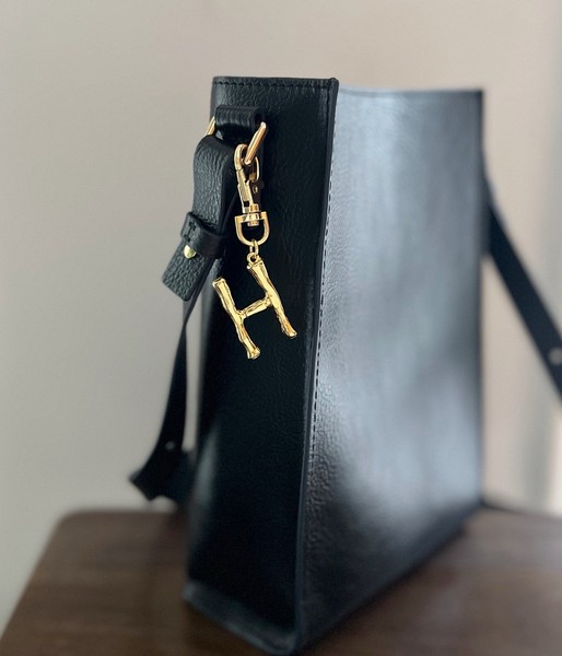 Alternate view of 24k Gold Plated Initial Keychain A-z Personalized Letter Key Ring Unisex Charm