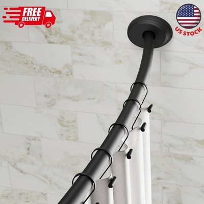 50  to 72  Adjustable Tension or Wall-Mount Curved Shower Curtain Rod, Black