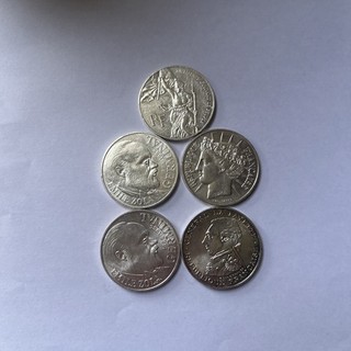 5 PIECES DE 100 FRANCS EN ARGENT .