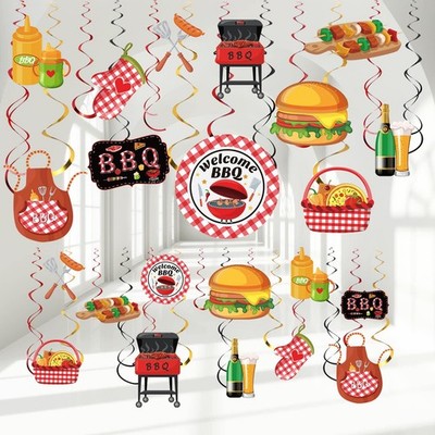 Ireer 52 Pcs Summer Picnic Party Hanging Decor Birthday Swirl... 