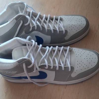 Nike Air Jordan 1 Mid Top Sneaker Weiß/Grau/Blau EU 44 gepolstert
