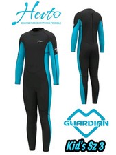 New Hevto Kids Wetsuit Size 3 Blue 3/2mm Neoprene Full Back Zip Youth Boys Girls