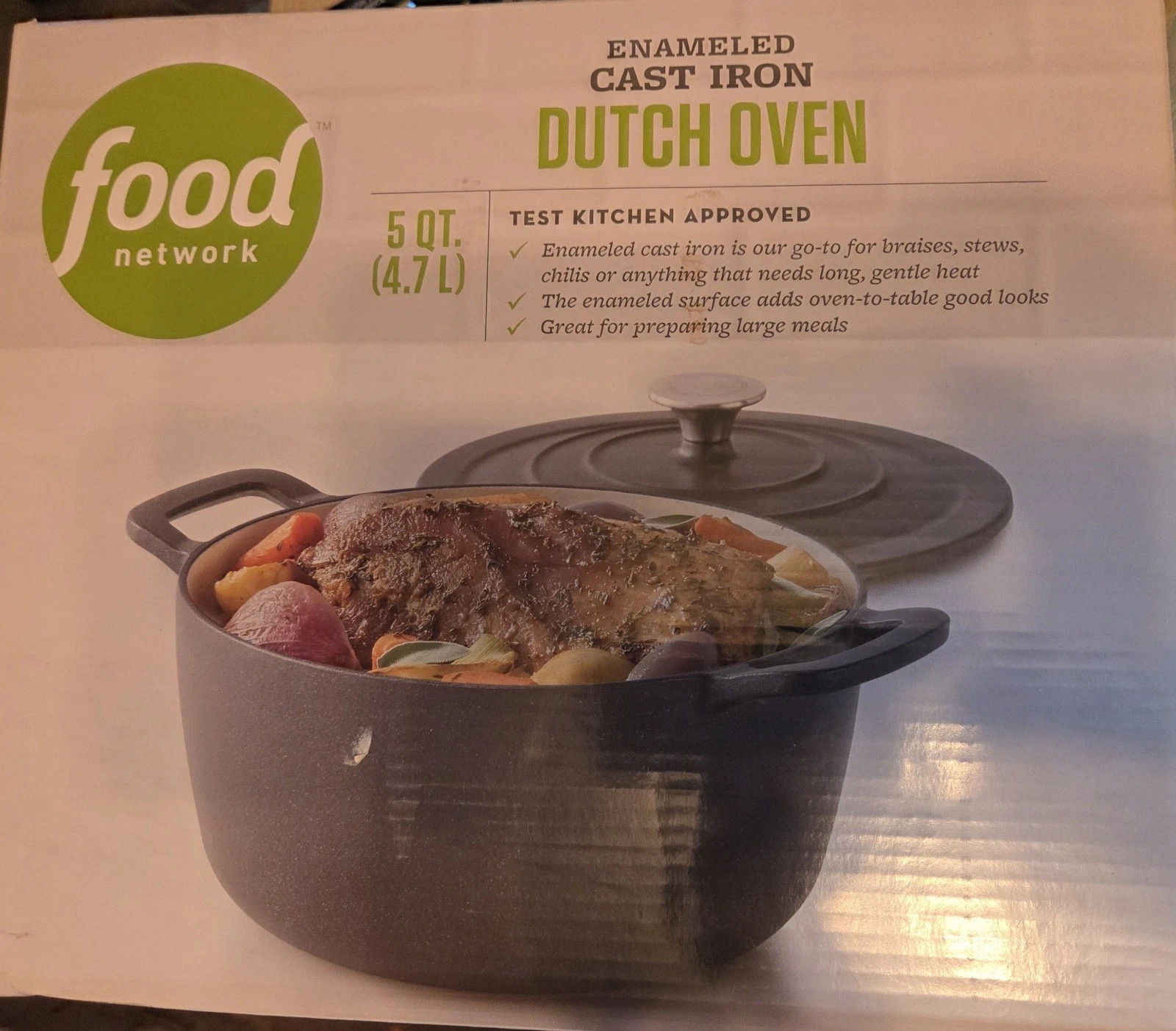 Enameled Cast Iron Dutch Oven With Lid Food Network 5 Qt. (4.7 L) NIB