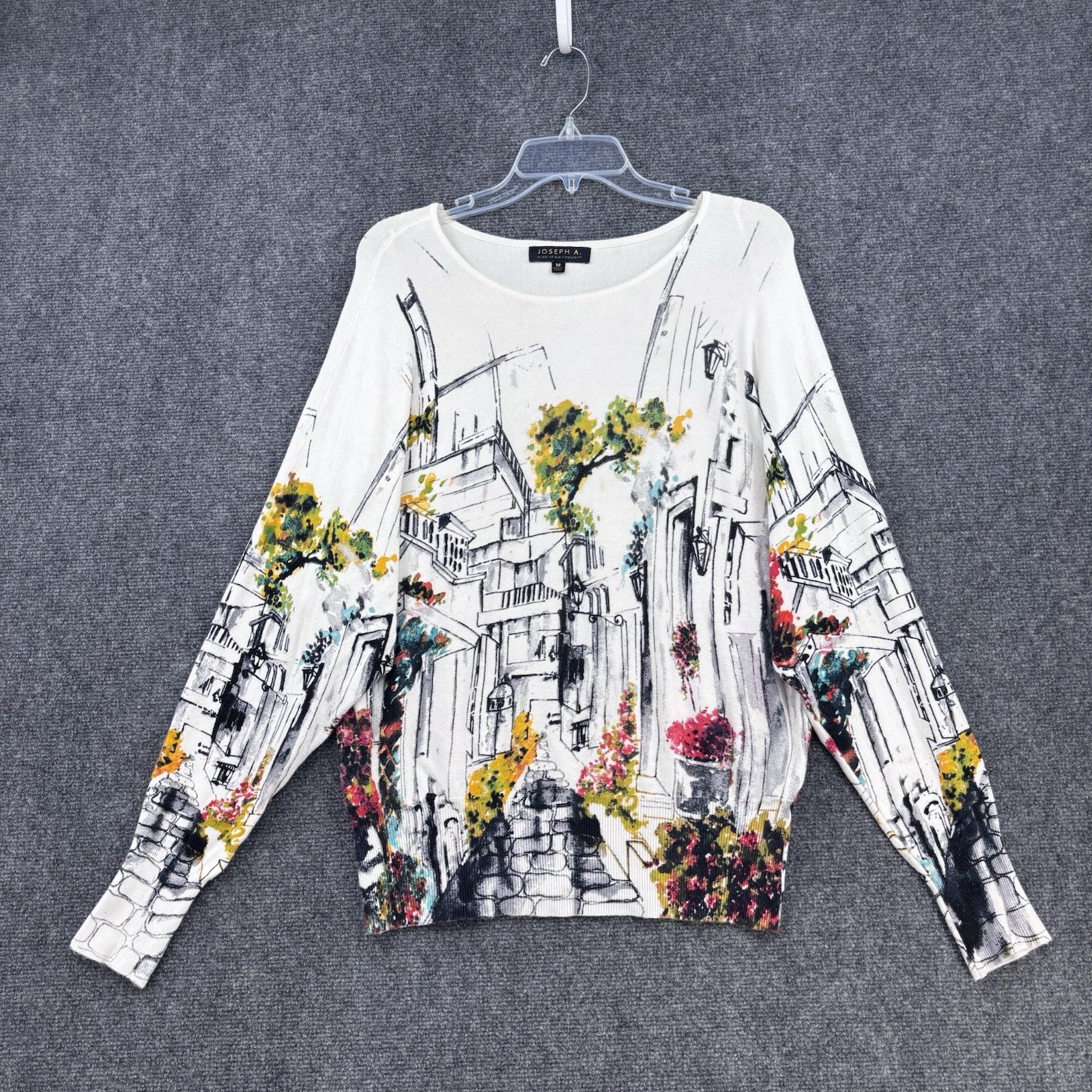 Joseph A Off White Artsy Sweater Art To Wear Women’s M City Scene Dolman Sleeves