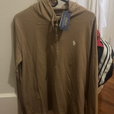 Polo Ralph Lauren Hooded Pullover Cotton Brown Logo Hoodie Men's Size M