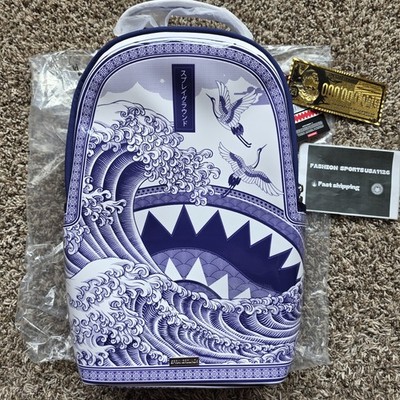 🔥 Sprayground Porcelain Wave China Backpack New Black Bookbag
