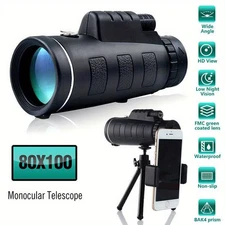 80x100 Zoom Day/ Night Vision HD Monocular Starscope Monocular Telescope BAK4 US