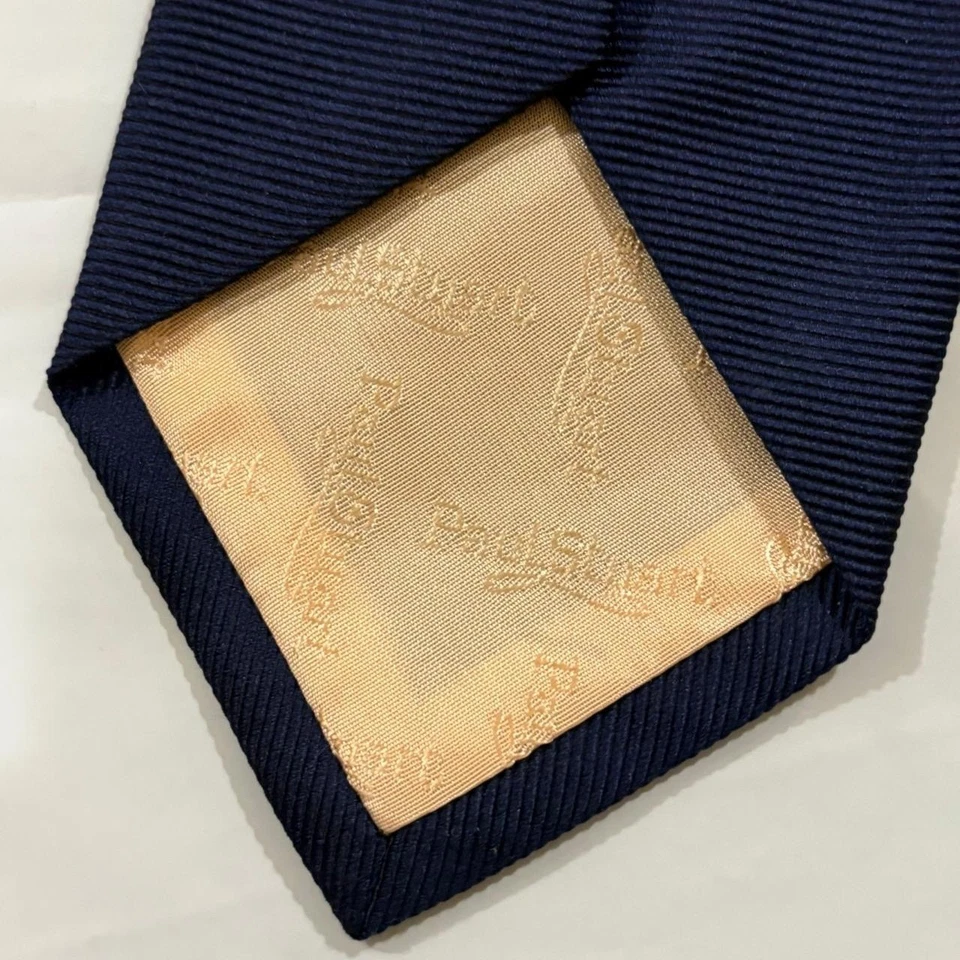 Gravata Paul Stuart masculina luxo seda azul marinho FEITA NOS EUA - Imagem 3 de 4