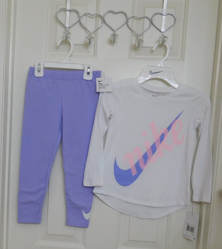 NWT 2pc Nike White Pink Purple Top Leggings Set sz or 6X
