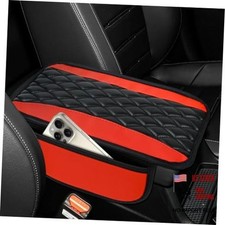 Car Center Console Cover, 12.2" 7.5" Waterproof Leather Auto Armrest Cover Red