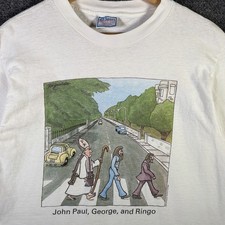 Vintage The Beatles Shirt Mens Large White 90...