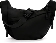 Crescent Crossbody Bags for Women and Men Nylon Luna bag Moon Hobo Black 