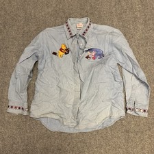 Vintage Disney Store Chambray Pooh, Eeyore, and Piglet Shirt size Medium Sz M