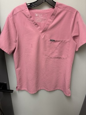Figs Pedal Pink V-Neck Short Sleeve Scrub Top Size S