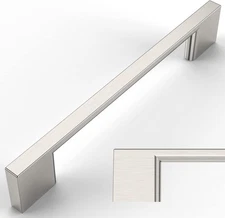 Amerdeco 10 Pack Brushed Satin Nickel Cabinet Pulls - 5 Inch(128MM) Hole Centers