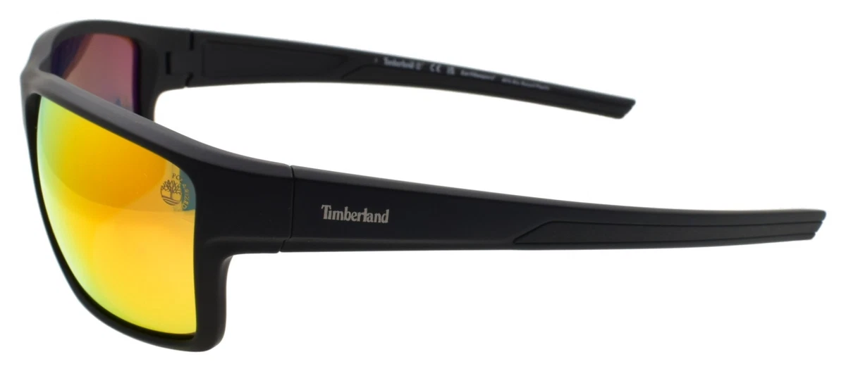 Timberland TB9277 02D Men's Sunglasses Wraparound Black / Mirrored Polarized