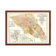 Old Map of Sonoma County, CA 1900 - Vintage California Art