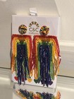Pride Rainbow Anthropologie Deepa Gurnani Earrings Becka Fringe Chandelier NEW — photo 5