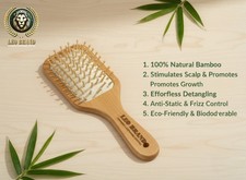 Natural Bamboo Hairbrush Paddle Detangler Anti Static Scalp Massage Brush
