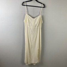 Gap Linen-Blend Tie-Back Corset Midi Dress Size XL Cream Slit