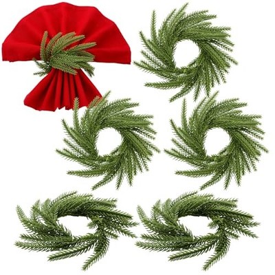 LemonRoad Pcs Christmas Napkin Rings Thanksgiving Garland Napkin 6 Norfolk Pine
