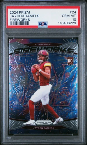2024 Panini Prizm Football Jayden Daniels #24 Fireworks RC PSA 10