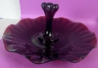 Vintage Cranberry Red Glass Candy Serving Dish Decorative Handle Anchor Hocking