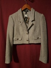 Express Sage Green Tweed Sequin Preppy Classic Office Cropped Blazer Size XS NWT