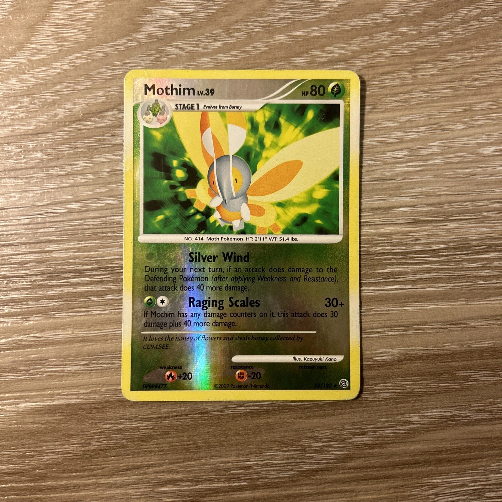 Mothim LV.39 Secret Wonders Reverse Holo Rare Pokemon Card 33/132 2007 NM/LP