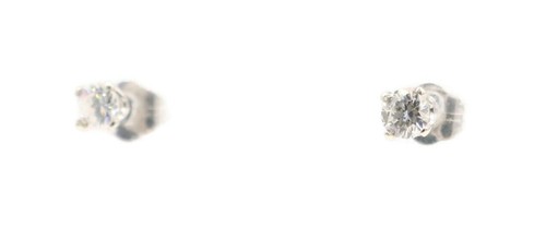 1/3 CT. Round Diamond Solitaire Earrings in 14KT White Gold SI2/I1 I to J 0.46g - Picture 7 of 22