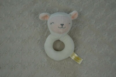Dan Dee Lamb Sheep Plush Stuffed Animal Ring Rattle Baby Toy Cream Off White