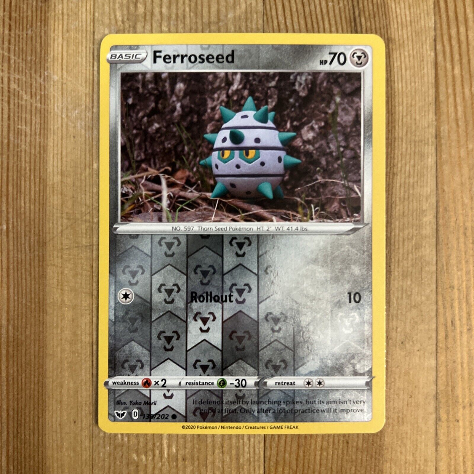 Ferroseed - 130/202 -  Reverse Holo - Sword & Shield Base Set - Pokemon NM