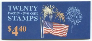 Scott BK156 (1 - 2276a) - Flag/Fireworks - 20 22¢ Stamps - Multiple Positions