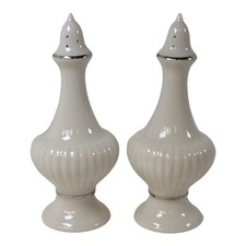 Vintage LENOX ESSEX Platinum Silver Trim Salt & Pepper Shaker Set Made In USA