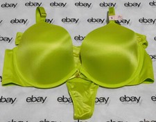 NEW Victoria's Secret Very Sexy Demi Bra Lime Satin 38D & Thong Set Large L VS