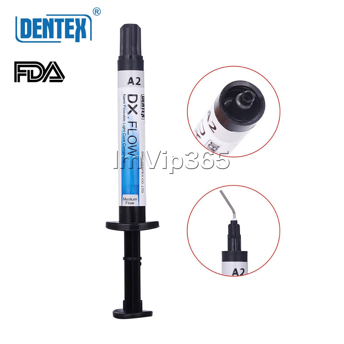 Dentex Flowable Light-Cure Composite Resin - Medium Flow, Shades A1/A2/A3, 3g Syringe 14 thumbnail image