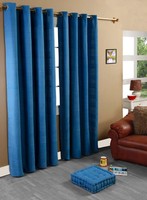 Homescapes 1 Pair Of Rajput Ribbed Curtains Blue, 90 Inch Drop, 100% Cotton Ring Homescapes 1 Pair Of Rajput Ribbed Curtains Blue, 90 Inch Drop, 100% Cotton Ring