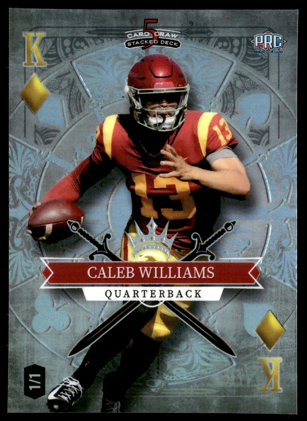 ONE OF ONE - 2023 Wild Card 5 Card Draw #SD-CW Caleb Williams King Diamonds #/1 