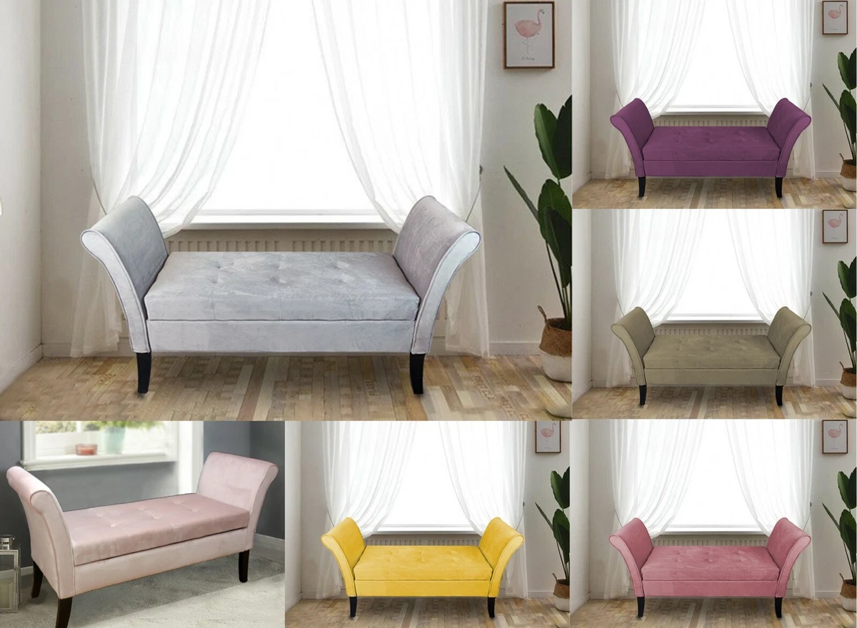 Windsor Easy to Assemble Velvet Window Seat Ottoman Storage Bed End Sofa Bench