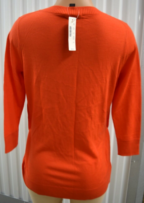Pull J.Crew Laine Mérinos Femme – XS, Orange/crème, Manches 3/4
