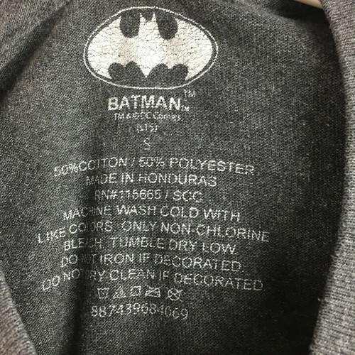 Batman Youth/Boys Small (34 in Chest) Gray Yellow Silhouette Graphic Tee - Picture 3 of 4