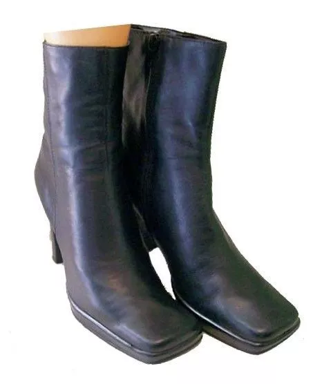 Nuevo WORTHINGTON Mujeres Cuero Medio Pantorrilla Tacón Alto Cremallera Lateral Vestido Bota Zapato Talla 7 M Foto 2 de 3