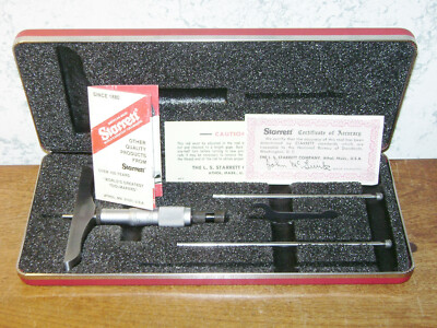 STARRETT 0-3 Inch DEPTH MICROMETER SET NO 445 - MADE in USA - LOT1