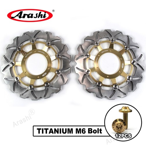 Rotor de disco de freno delantero y pernos de montaje para Honda CBR600F 2001-2007 Arashi DORADO - Imagen 2 de 10