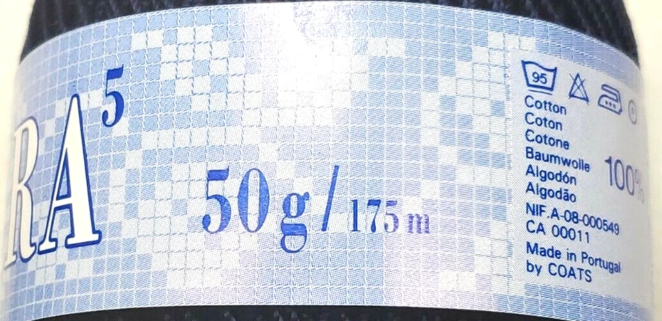 2 Balls Coats Opera Crochet Thread #5 50 Grams NAVY 563 LOT of 2 From Orig Box - Image 4 of 4