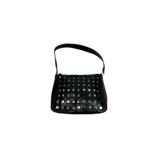 Borsa a mano vintage John Richmond in pelle nera con borchie
